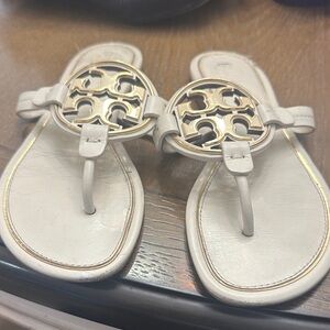 Tory Burch Cream Sandals with Gold Accents